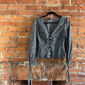 Free People Poplin Blouse with Tie Detail